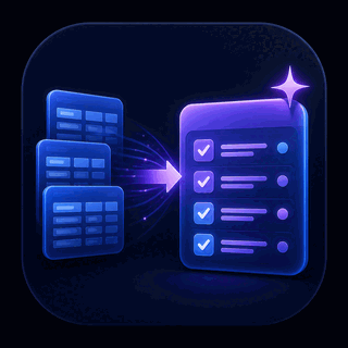 Gravitask feature icon showing database tables becoming a ready-to-use project workspace