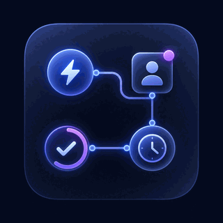 Gravitask feature icon showing task automation, owner notifications, status updates, and completion