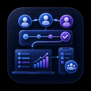 Gravitask feature icon showing fast team adoption across web and mobile with dashboards and project progress