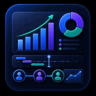Gravitask feature icon showing reporting, workload visibility, team scaling, and cross-platform project control
